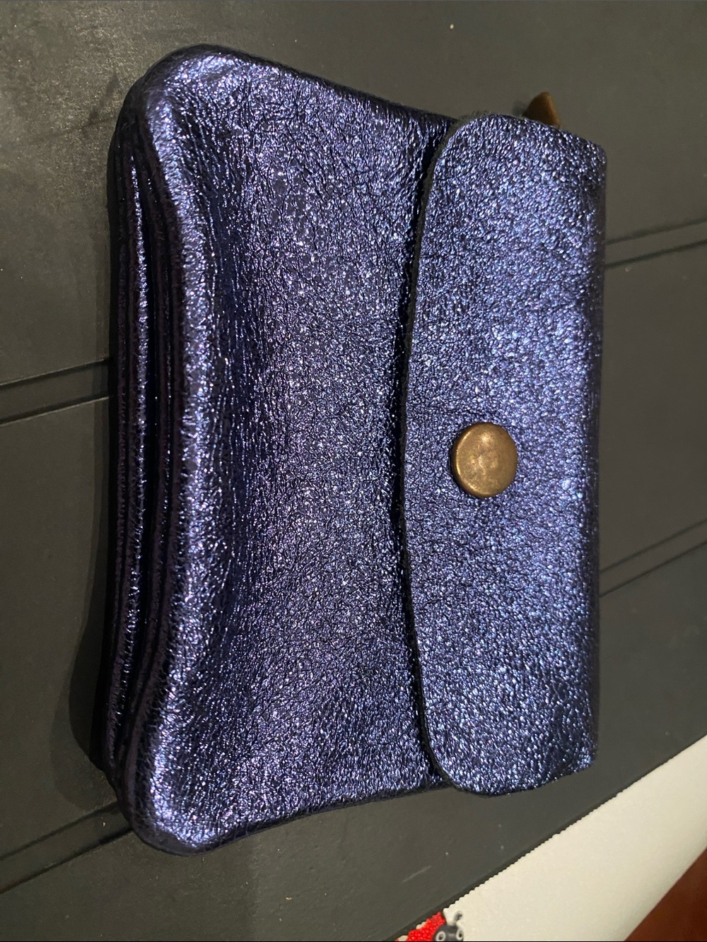 Metallic Purple Compact Leather Wallet - Women's